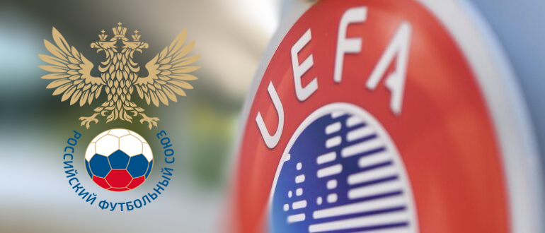 Логотипы Российского футбольного союза и УЕФА