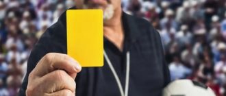 Футбольный судья показывает желтую карточку