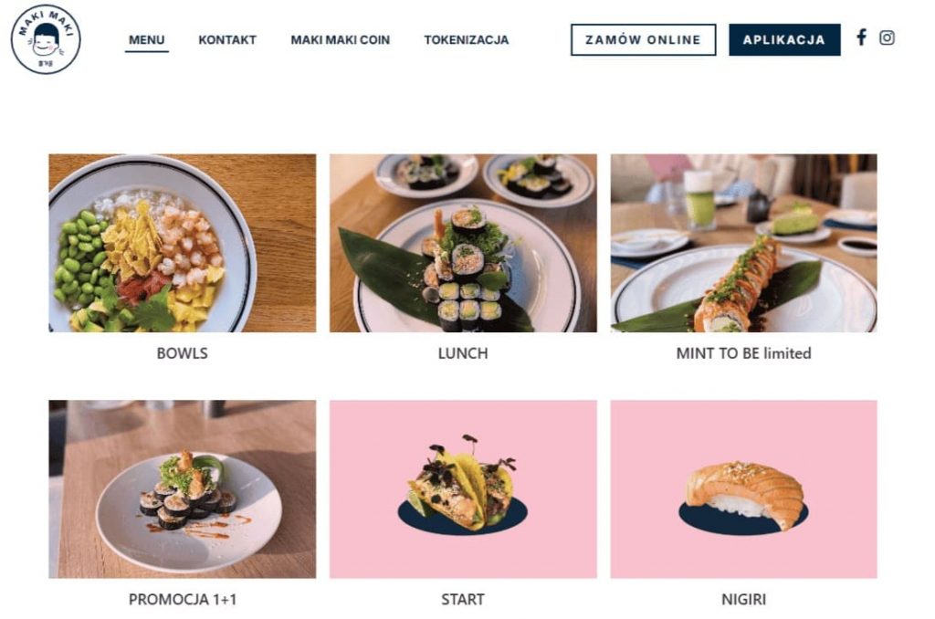 Витрина онлайн-магазина Maki Maki Sushi. Главная витрина товаров онлайн-магазина Maki Maki Sushi.
