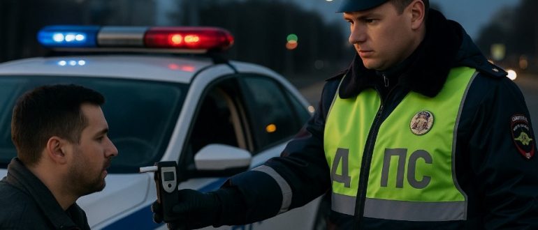 Сотрудник дпс остановил водителя.