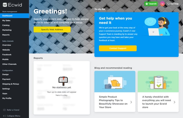Панель управления Ecwid