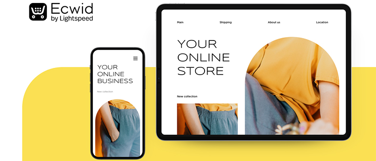Онлайн-магазин Ecwid на экране смартфона и планшета