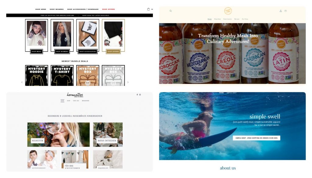 Скриншоты сайтов на Ecwid