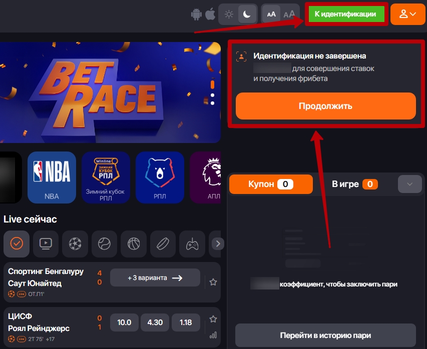 Профиль в Винлайн