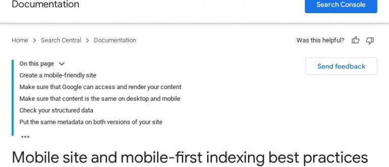 Документация Google по mobile-first индексации
