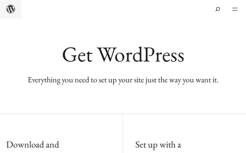 Страница загрузки WordPress на wordpress.org Страница загрузки WordPress